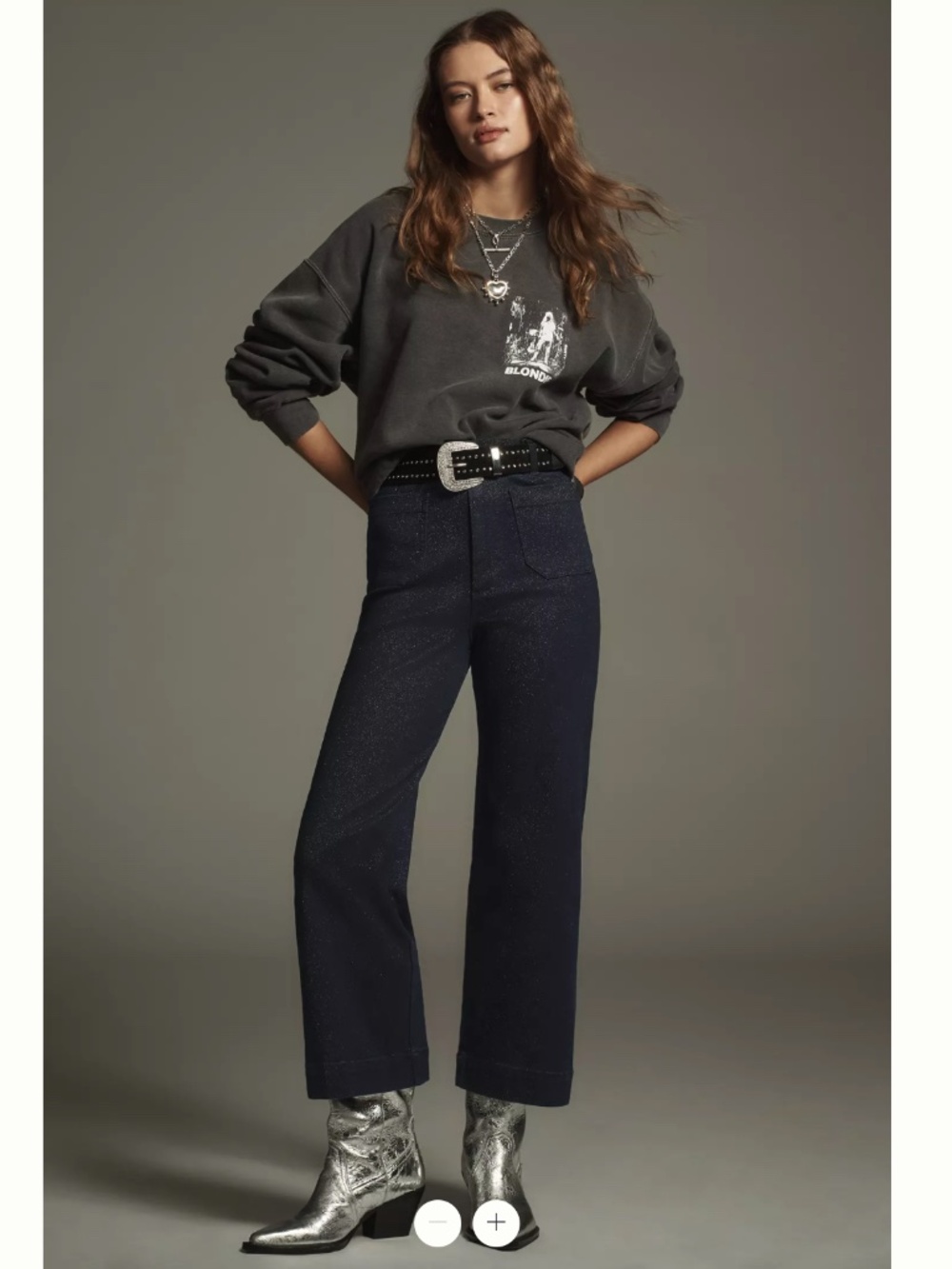 Anthropologie Maeve Colette High-Rise Cropped Wide-Leg Jeans: Sparkle Edition